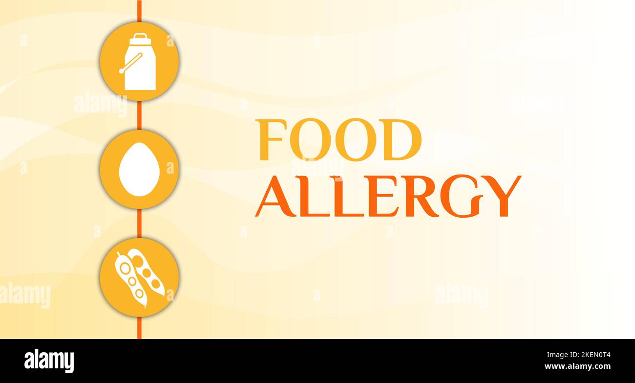 Food Allergy Background Illustration with Egg, Milk and Soy Icons Stock