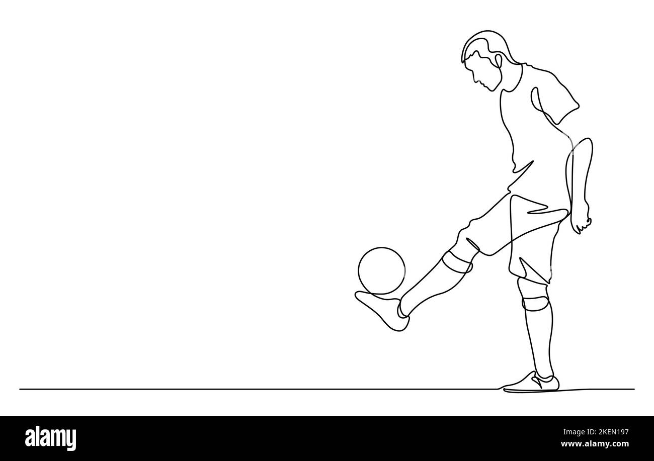 man juggling a football playing soccer line art vector illustration