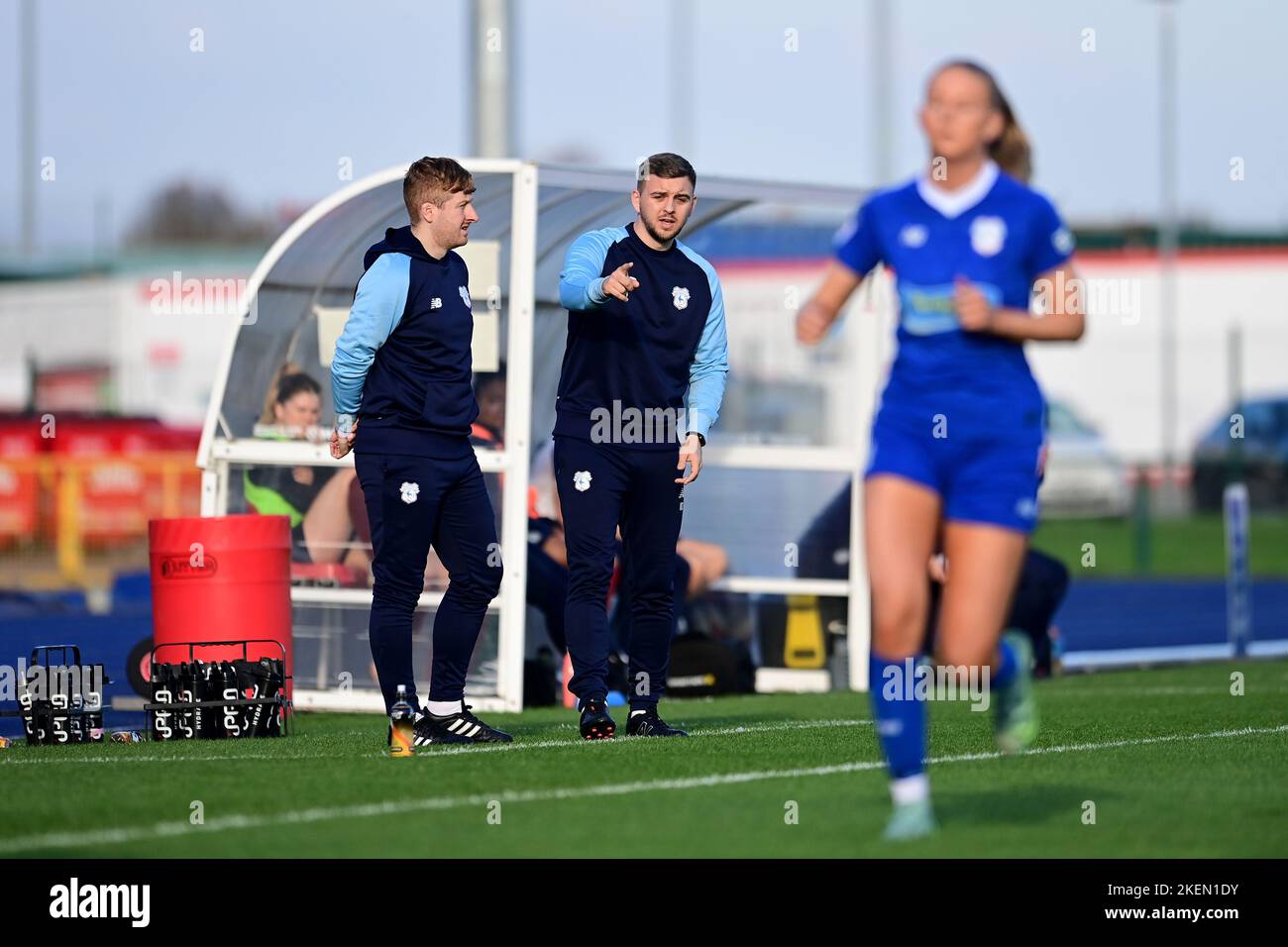 Iain Derbyshire Manager of Cardiff City Women's  - Mandatory by-line: Ashley Crowden  - 13/11/2022 - FOOTBALL - Cardiff International Sports Stadium - Cardiff, Wales - Cardiff City Women FC vs Cardiff Met WFC - Genero Adran Premier Phase 1 22/23 Stock Photo