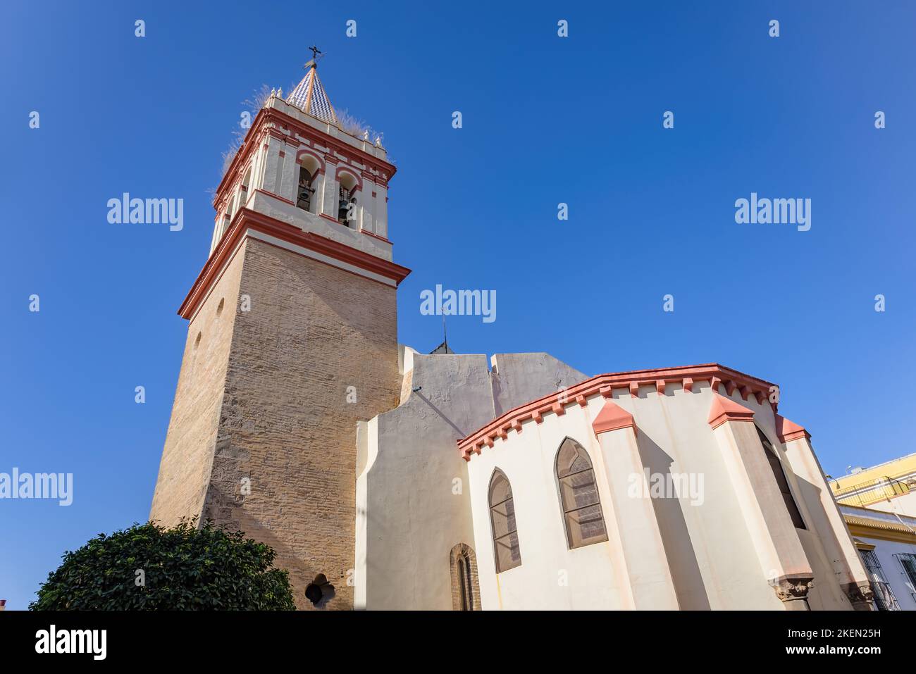 Facade of San Gil church, in Seville, Andalusia, Spain Stock Photo