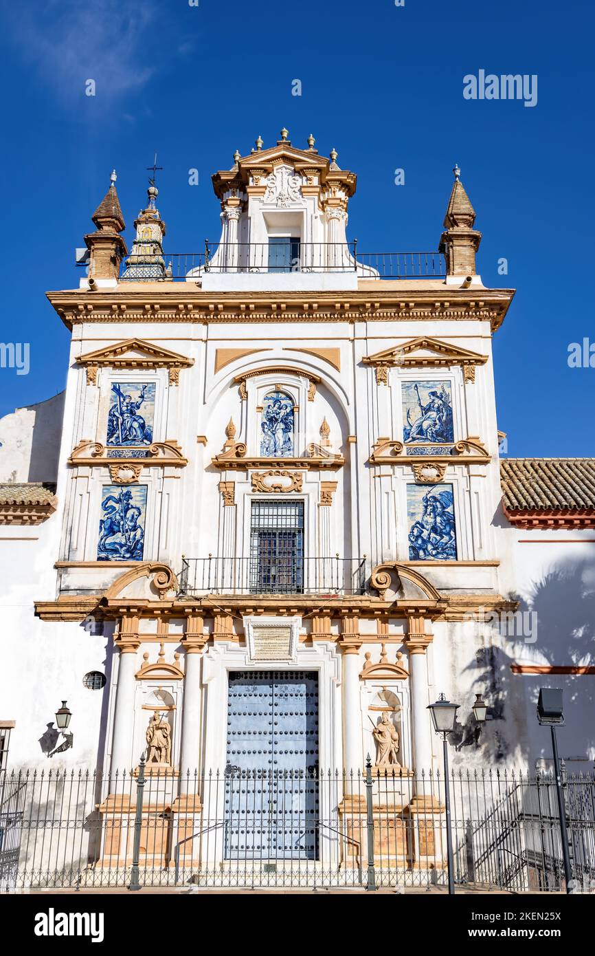 Facade of Hospital de la Caridad, a hospice founded for the poor and elderly in Seville, Andalusia, Spain Stock Photo