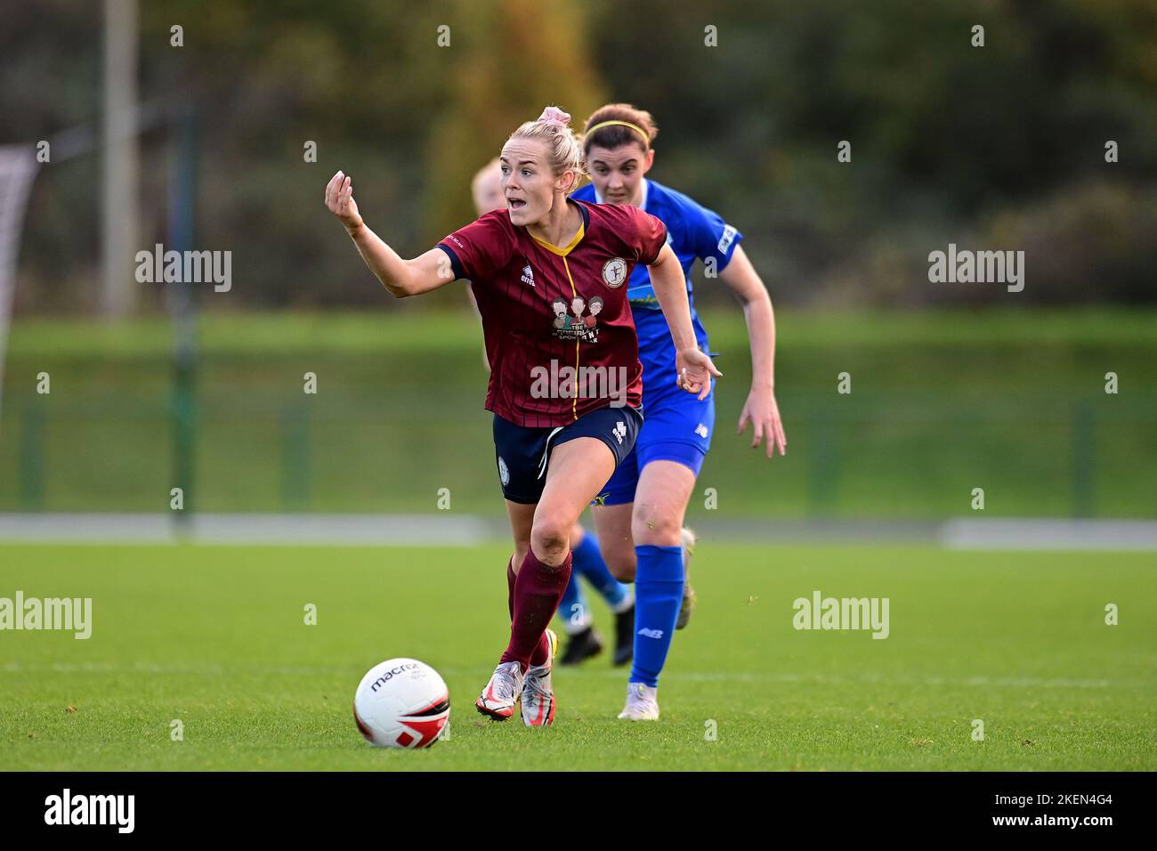 Cardiff, UK. 13th Nov, 2022. Robyn Pinder of Cardiff Met WFC - Mandatory by-line Credit: Ashley Crowden/Alamy Live News Stock Photo