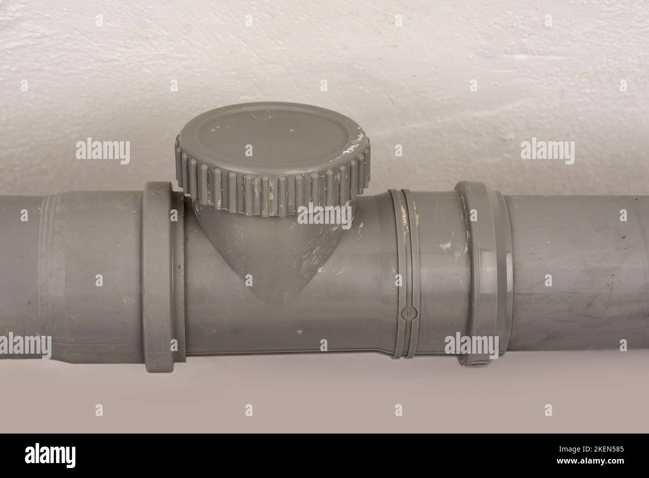Screw cap on sewage pvc pipe for cleaning Stock Photo Alamy