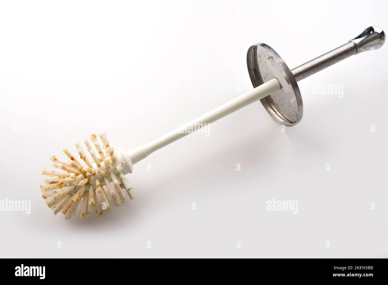 Used dirty toilet brush on a white Stock Photo Alamy