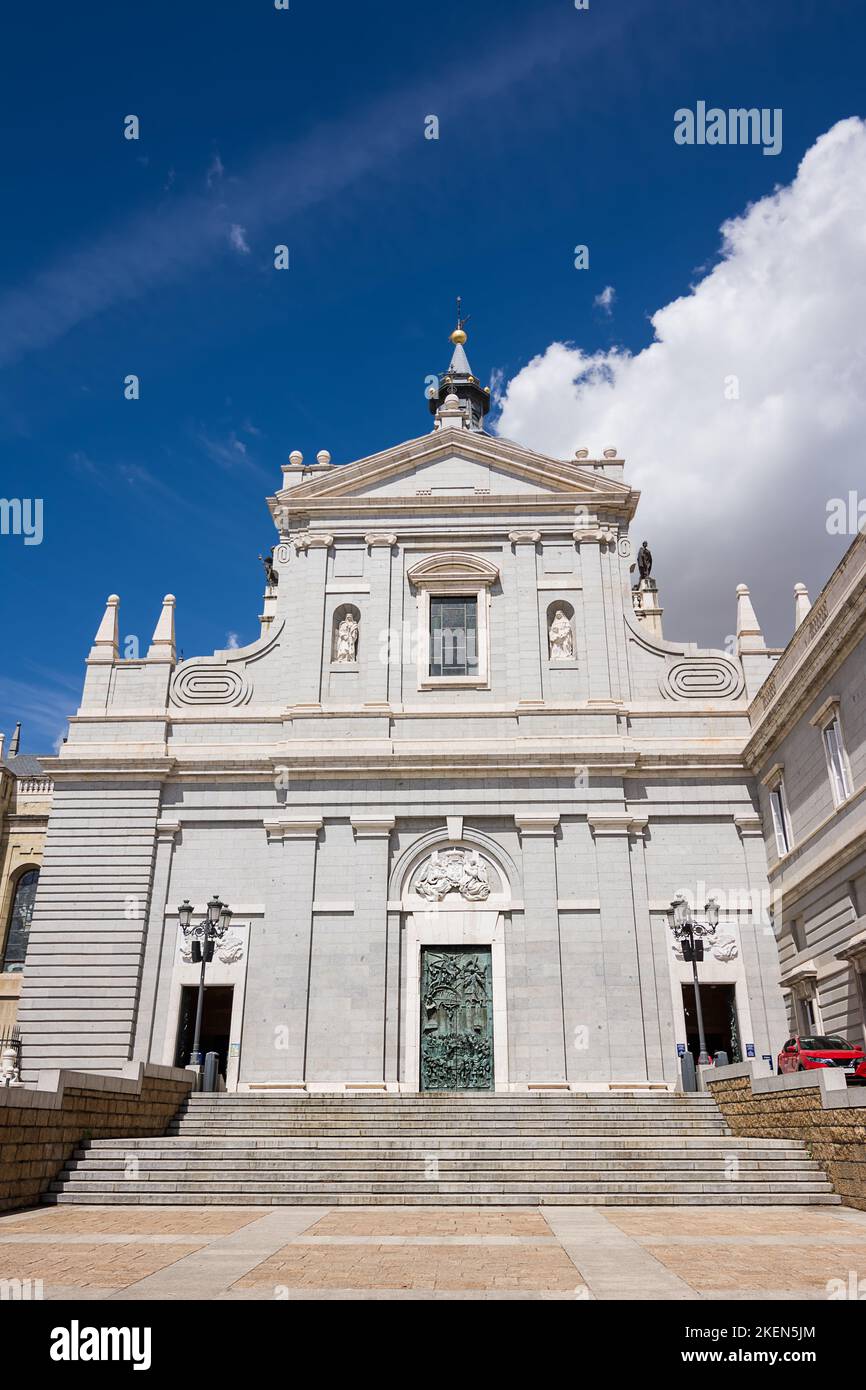 Side entrance of the Almudena Cathedral Stock Photo