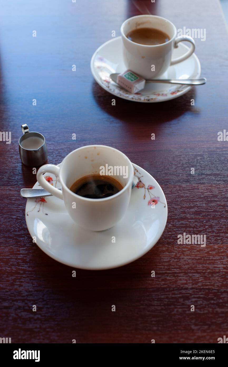 Espresso served in tiny cups at a French style cafe in Shimosuwa