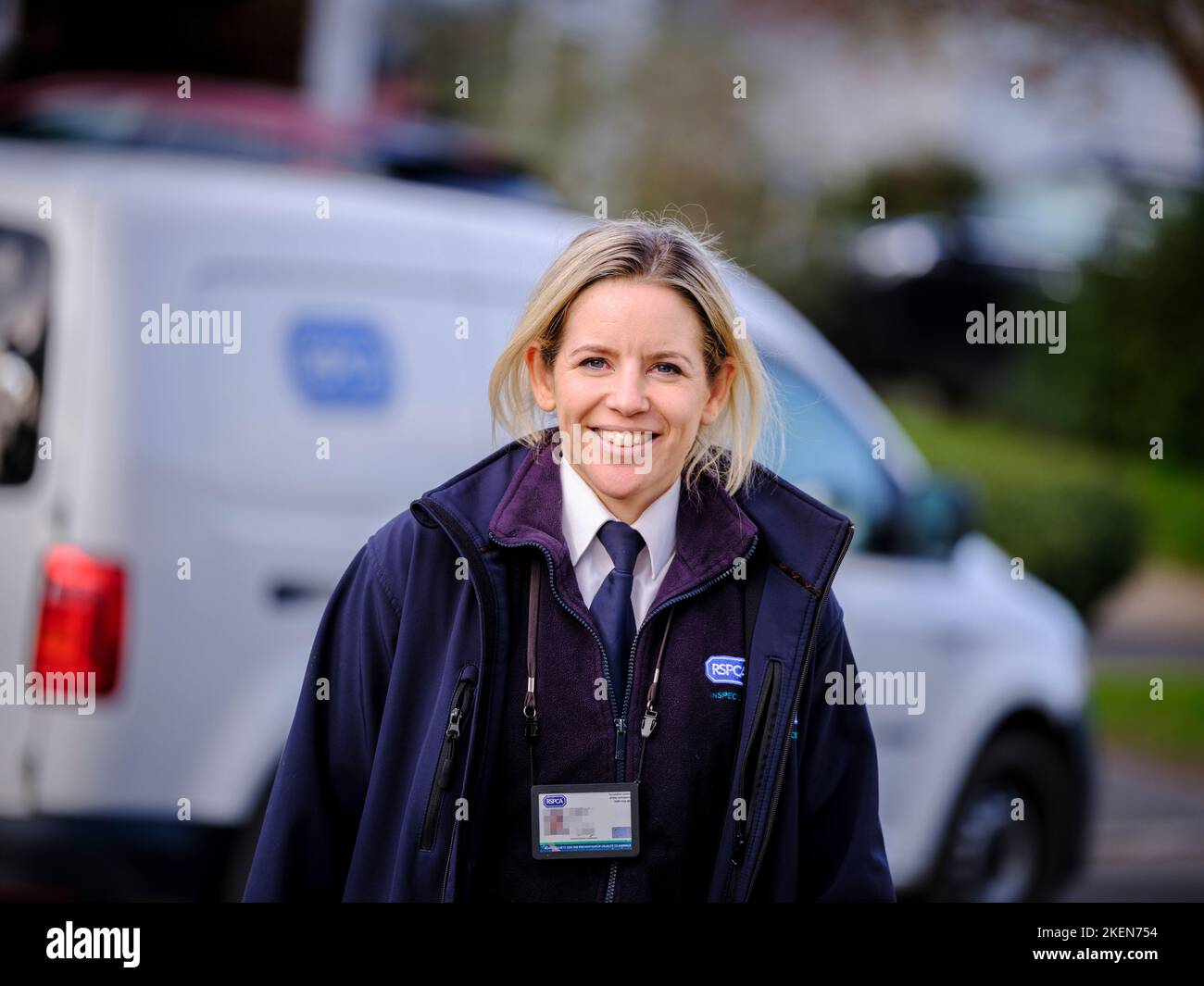 Editorial Use Only - A day in the life of RSPCA Inspector Zoe Ballard in East Sussex UK. Stock Photo