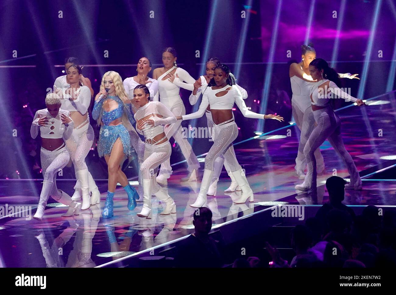 Ava Max performs on stage at the MTV Europe Music Awards 2022 held at