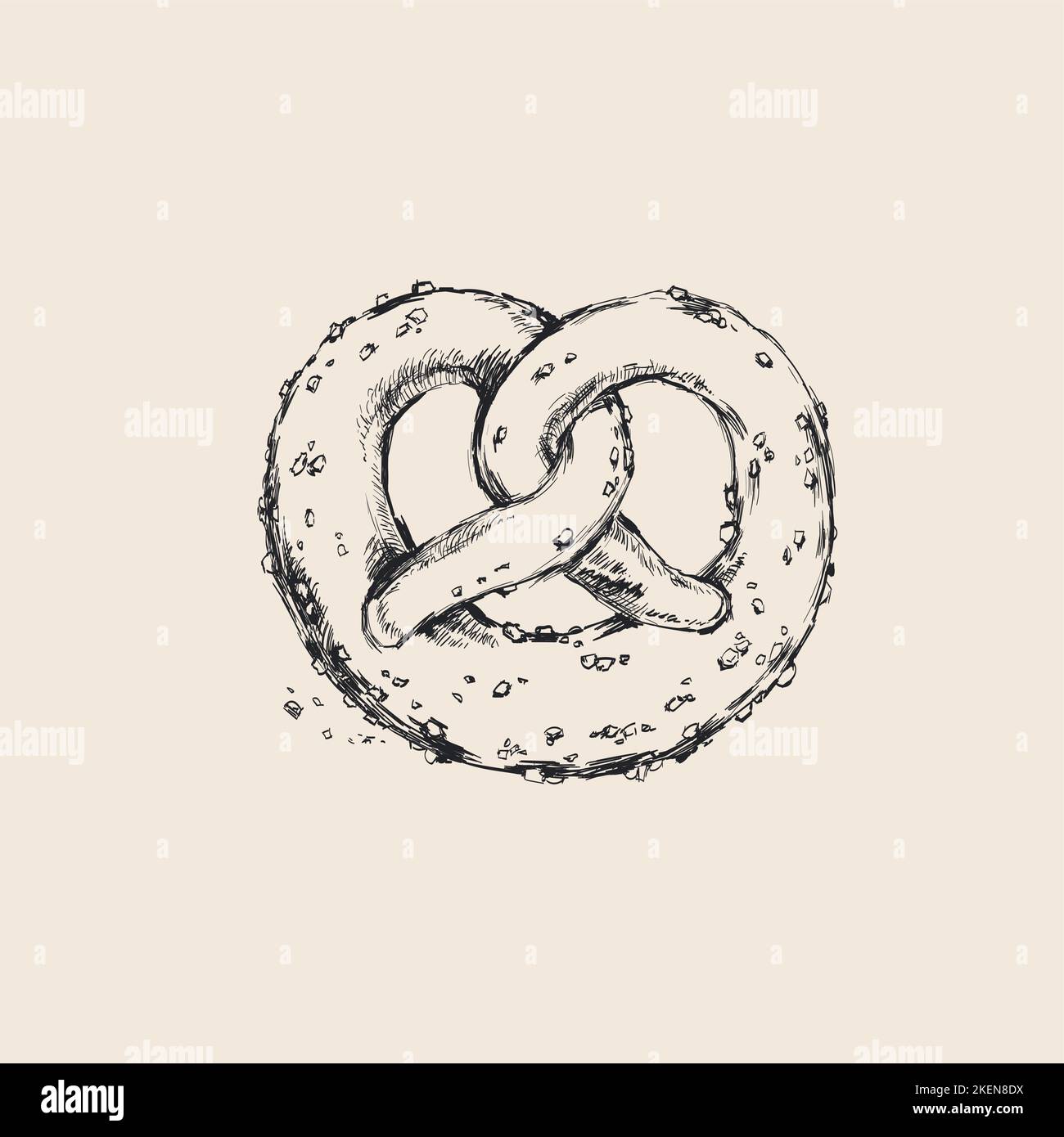 Pretzel Hand Drawn Sketch Vector illustration. Brezel sketch drawing, engraving, ink, line art