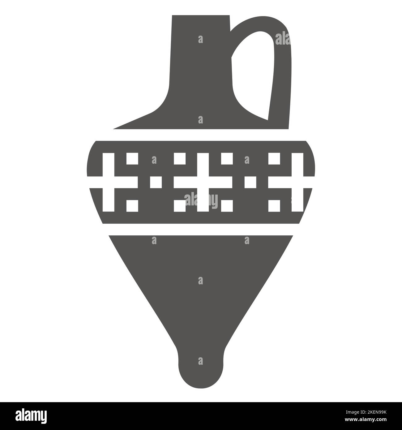Greek amphora and pot with meander pattern. Ancient vase silhouette