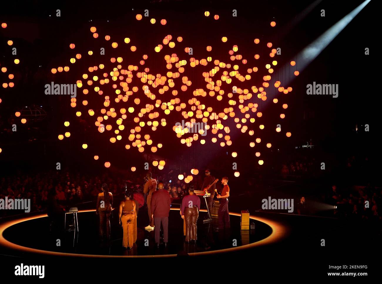 Stormzy performs on stage at the MTV Europe Music Awards 2022 held at the PSD Bank Dome, Dusseldorf. Picture date: Sunday November 13, 2022. Stock Photo