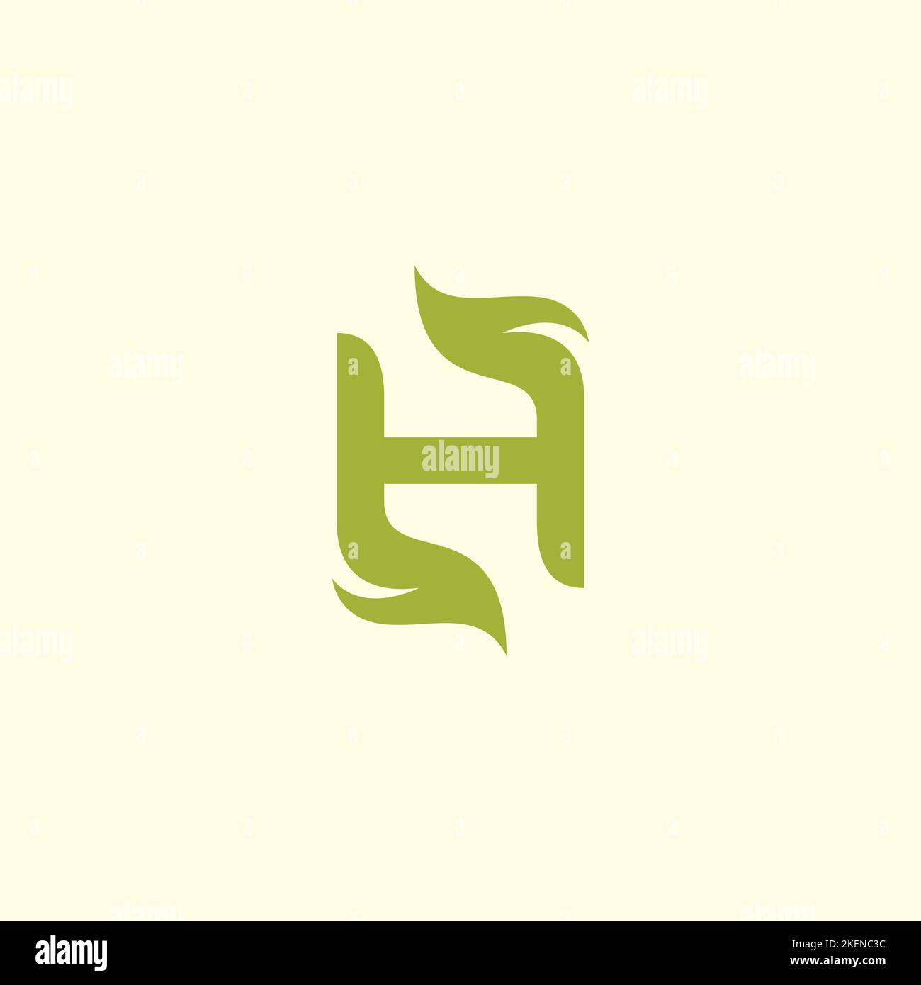H Leaf Herbal Logo Design Stock Vector