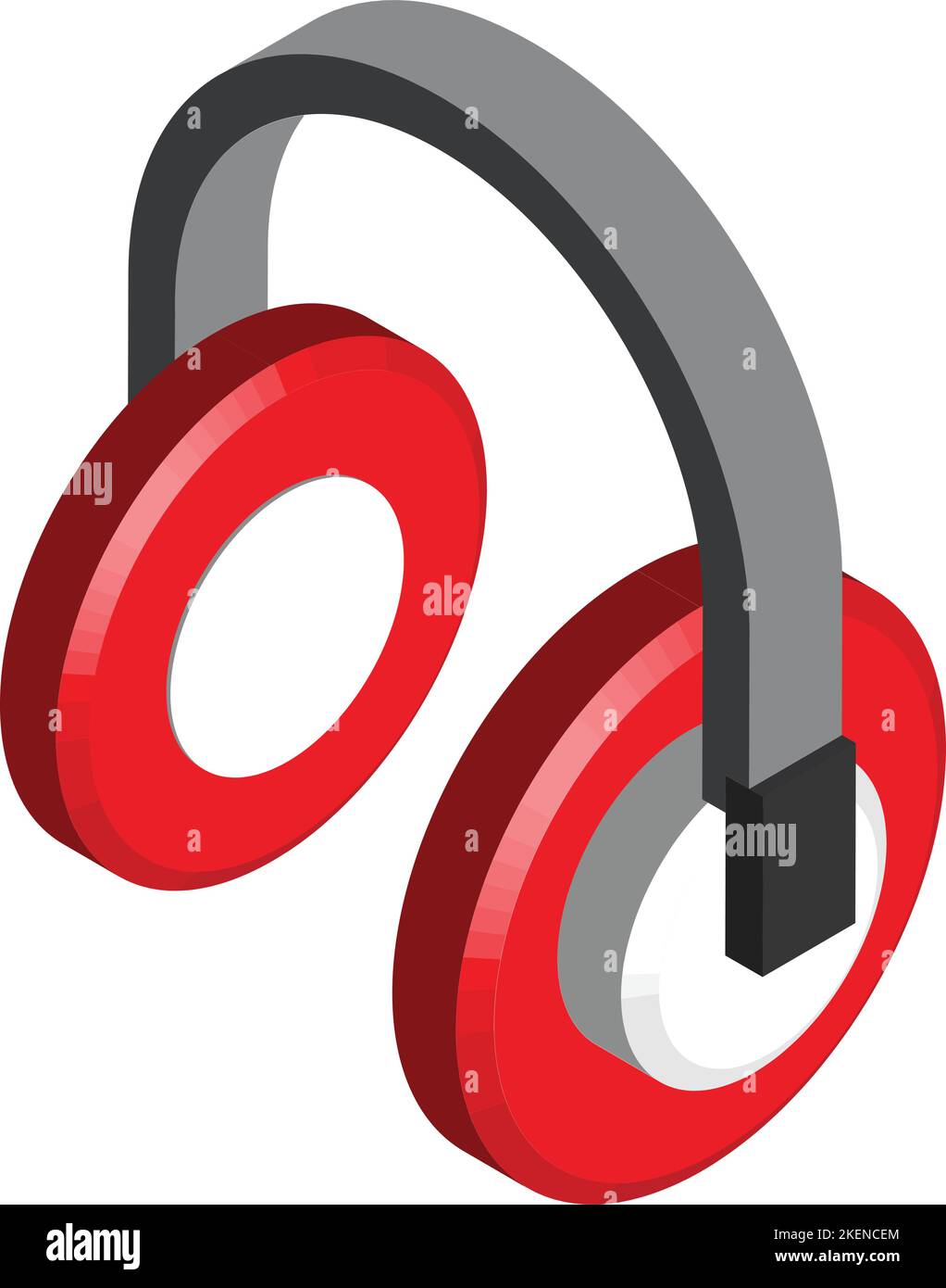 over ear headphones illustration in 3D isometric style isolated on