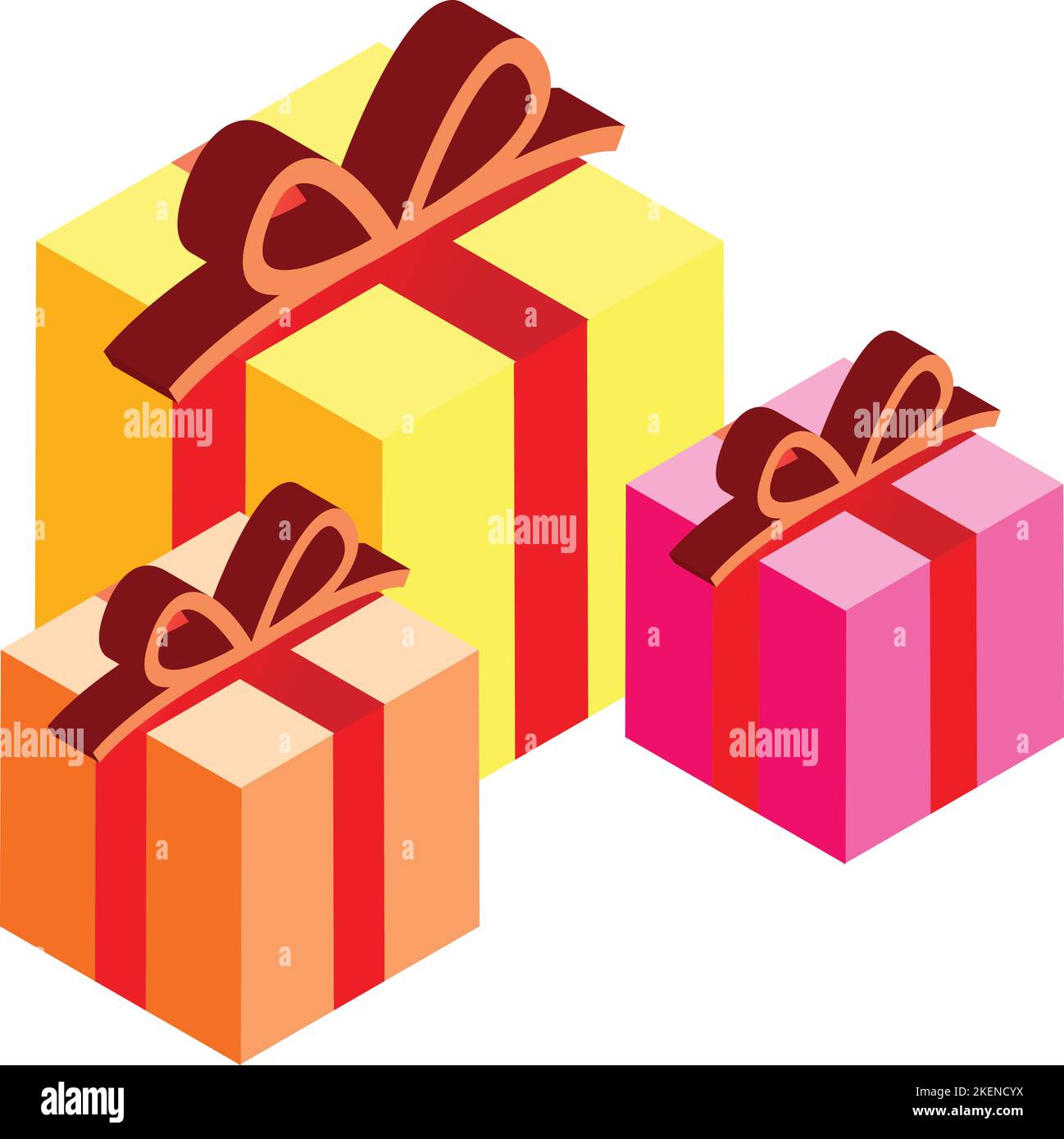 stacked gift boxes illustration in 3D isometric style isolated on background Stock Vector