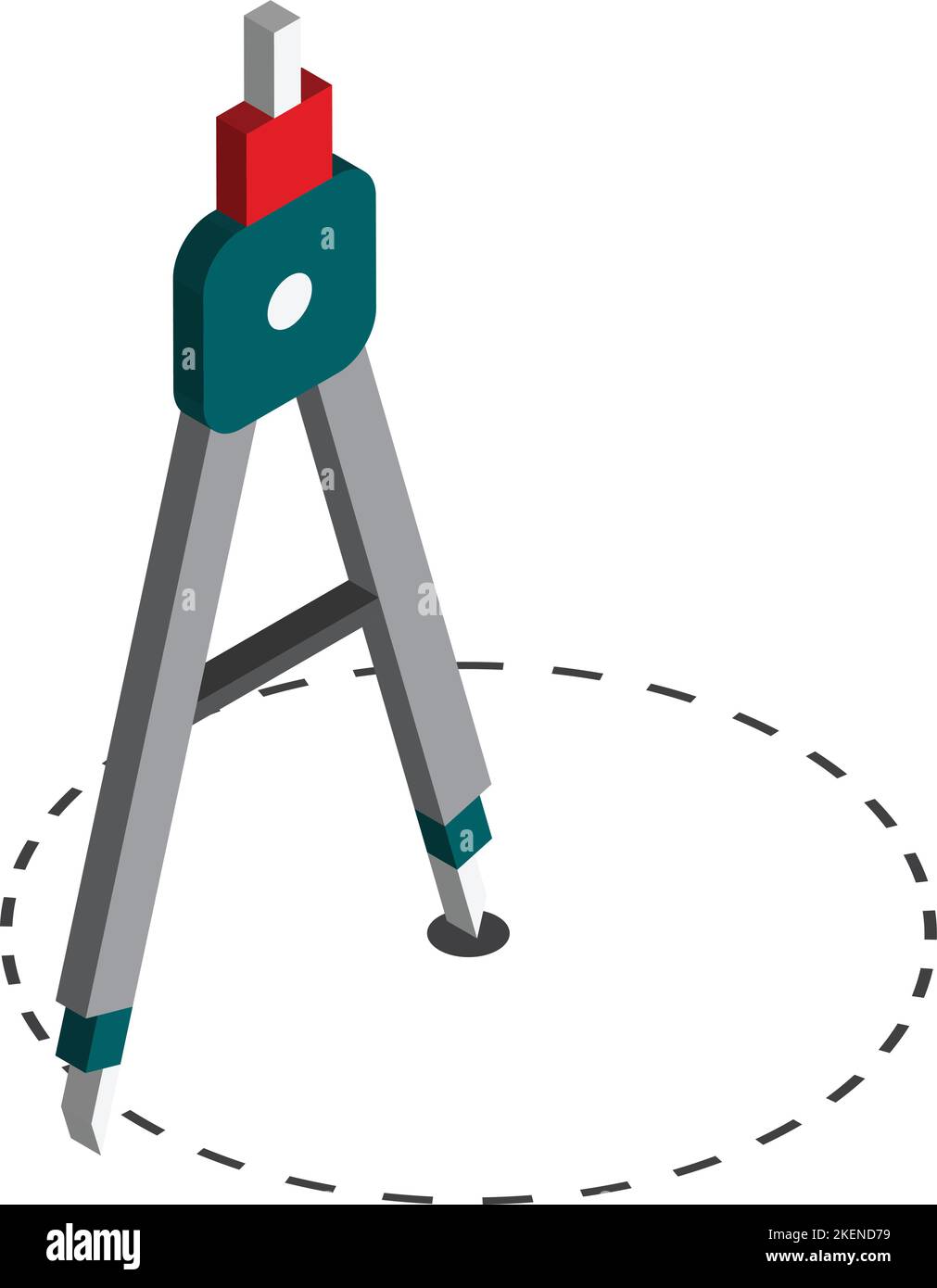 Drafting compass illustration in 3D isometric style isolated on
