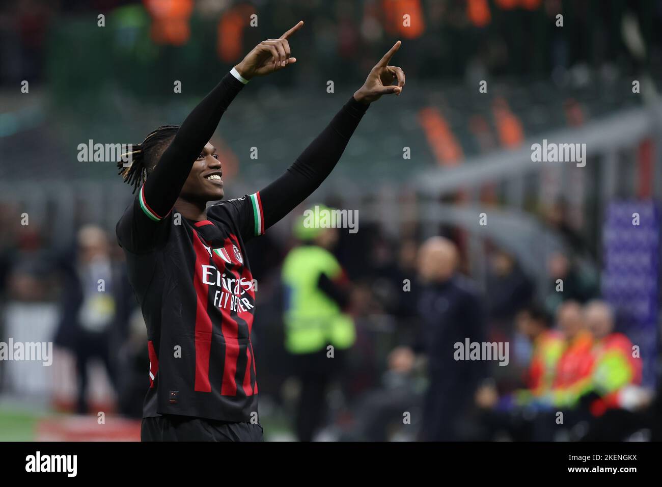 Rafael Leao of AC Milan celebrates after scoring a goal during Serie A ...