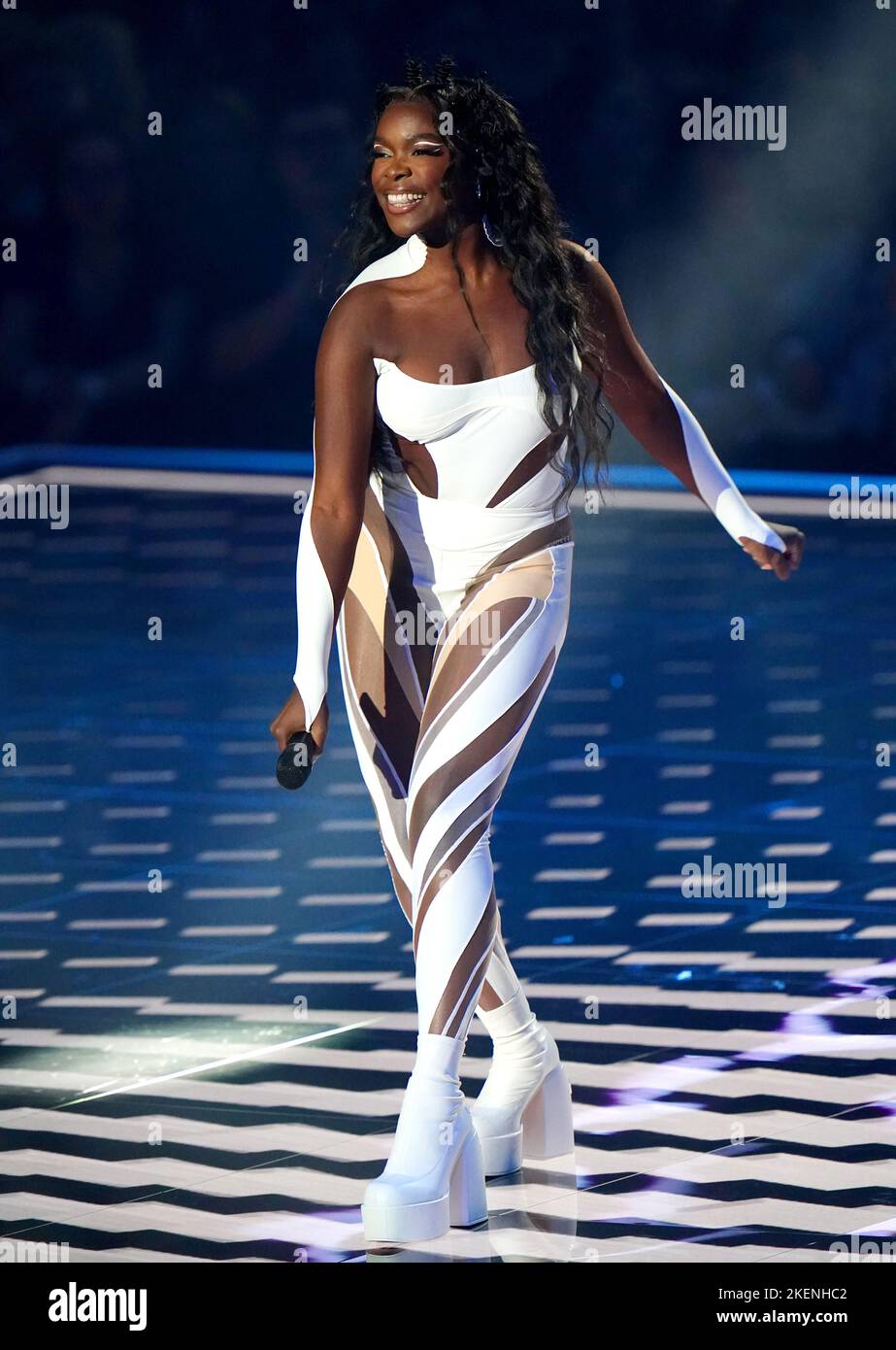 Ayanna performs on stage at the MTV Europe Music Awards 2022 held at