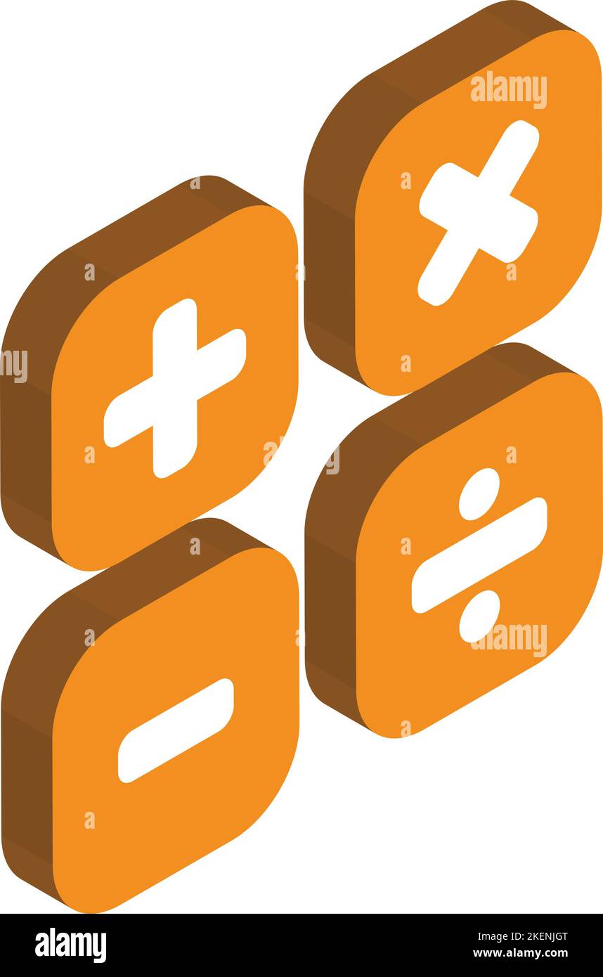 Plus minus multiply divide button illustration in 3D isometric style ...
