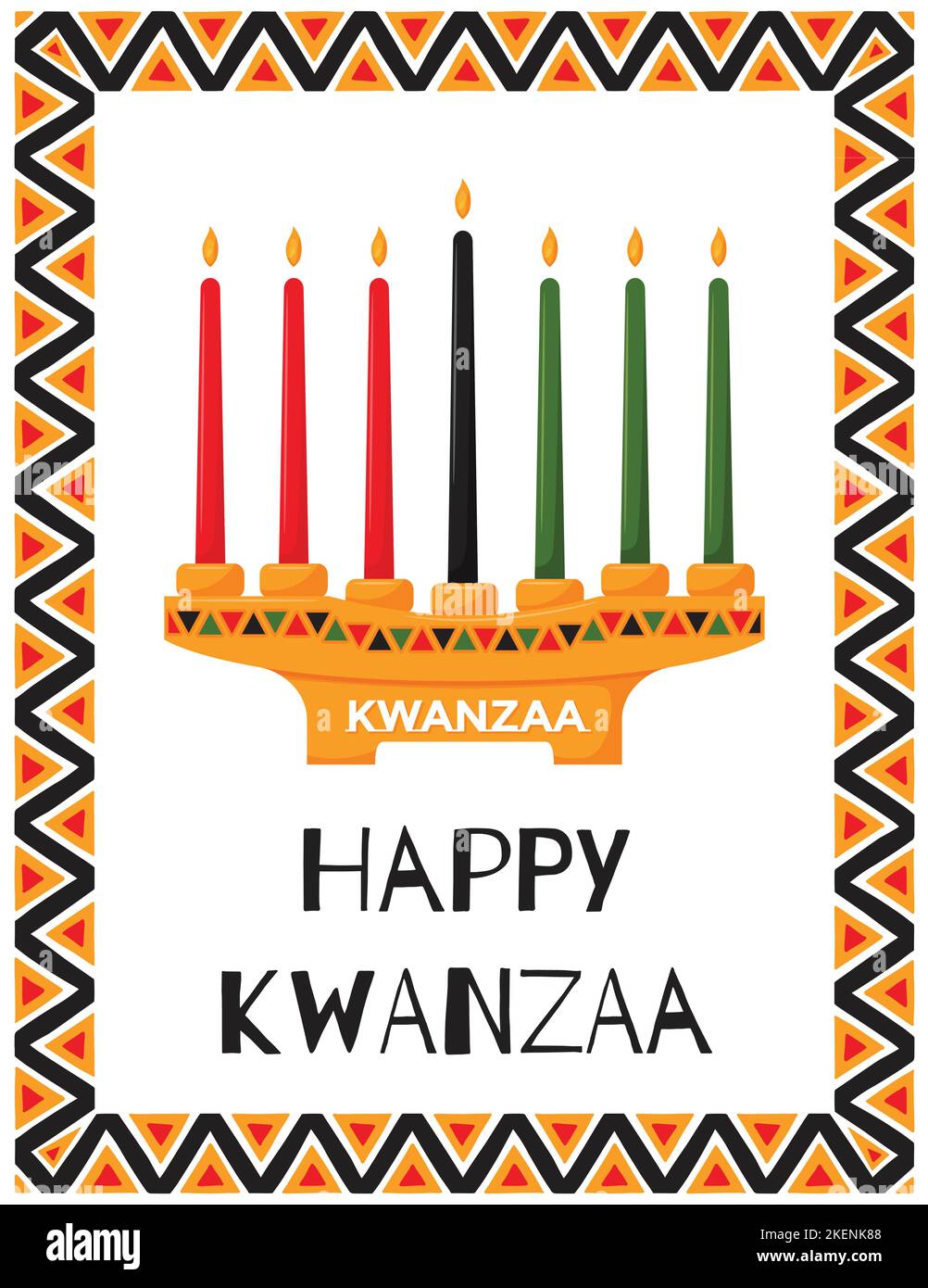 Happy Kwanzaa. Greeting card with traditional candle holder Kinara