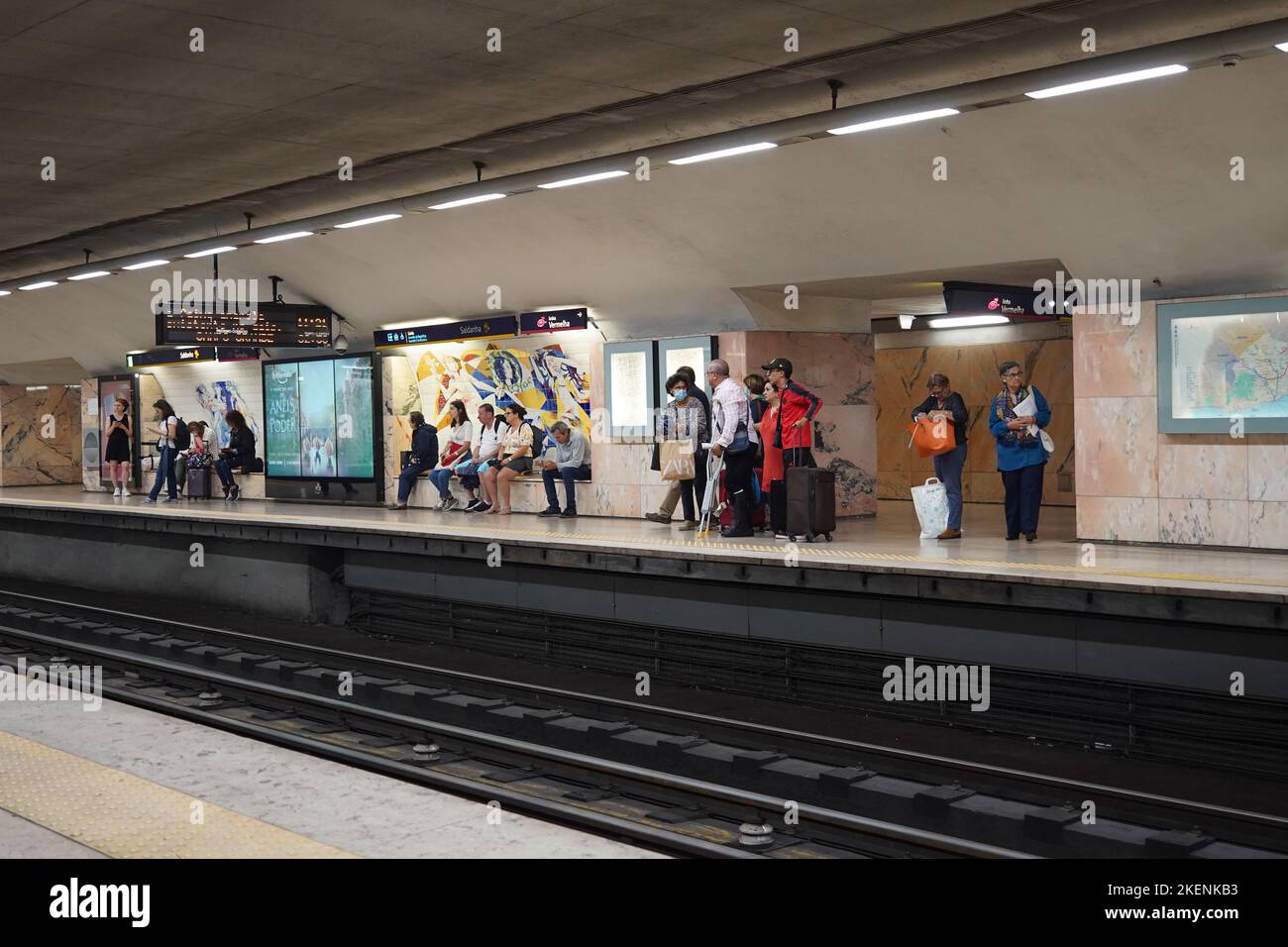 Lisbon, Portugal - September 2022: Saldanha metro station on the Linha Vermelha line in Lisbon Stock Photo