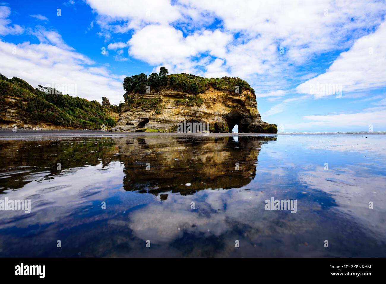 Elephant Rock in Tongaporutu, Taranaki, New Plymouth, New Zealand Stock Photo