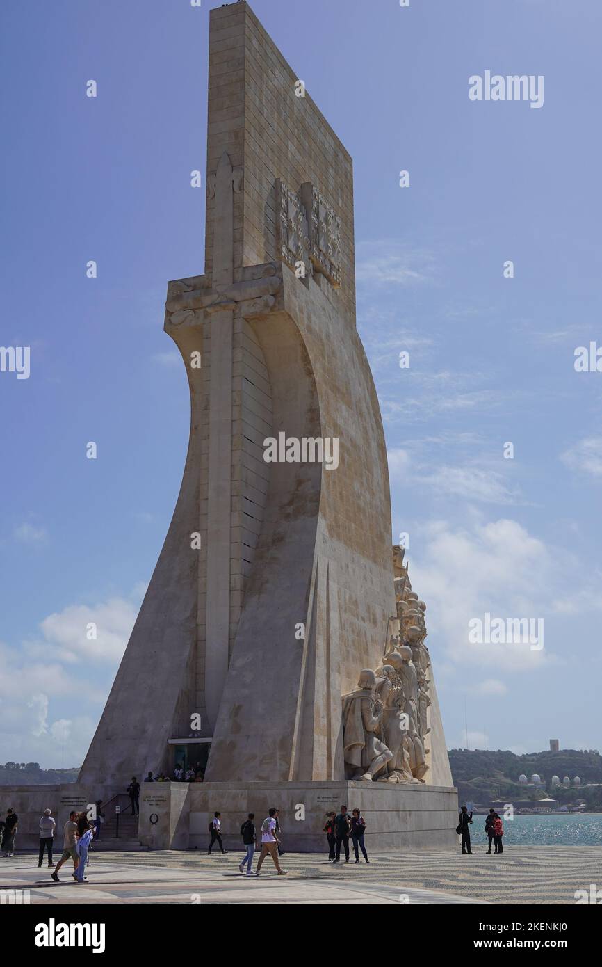 Lisbon, Portugal- September 2022: The Padrao dos Descobrimentos (Monument of Discoveries) is a monument in the bank of river Targus, celebrating Portu Stock Photo