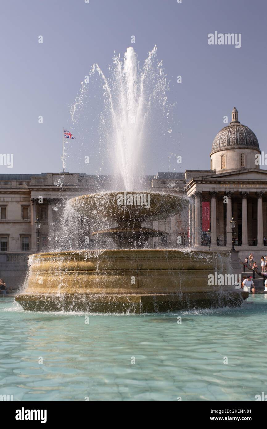 Trafalgar Square on a summer evening, top tourist attraction in the