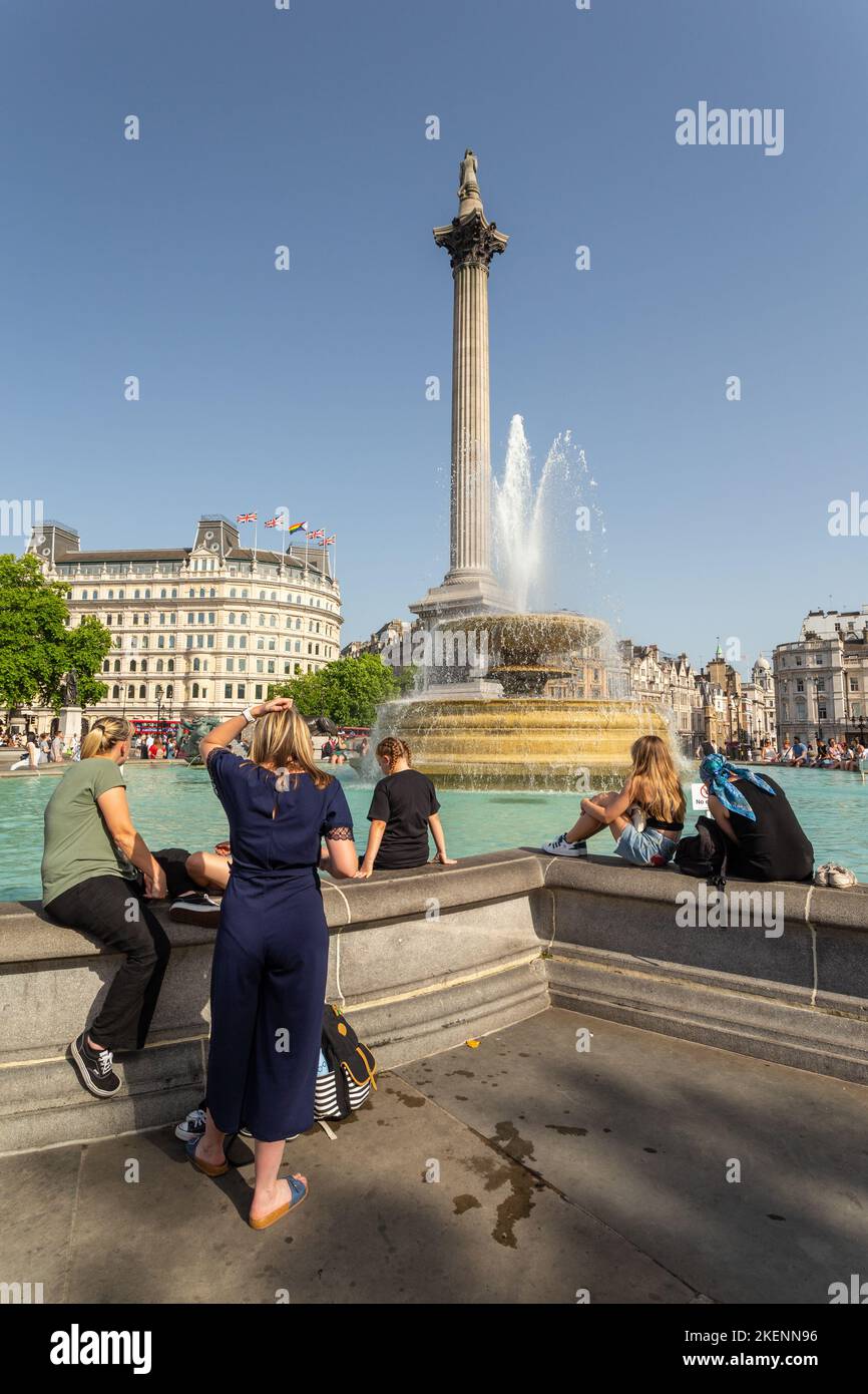 Trafalgar Square on a summer evening, top tourist attraction in the