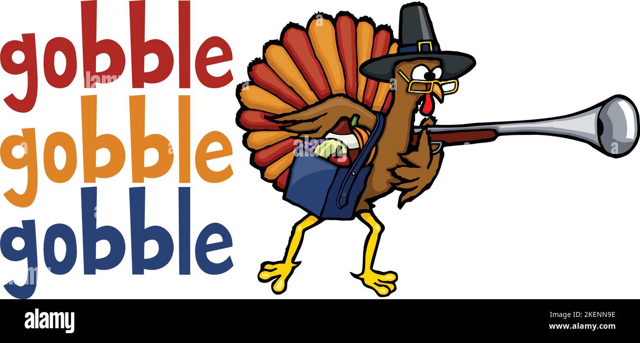 Funny Pilgrim Thanksgiving Turkey Gobble Stock Vector Image Art Alamy