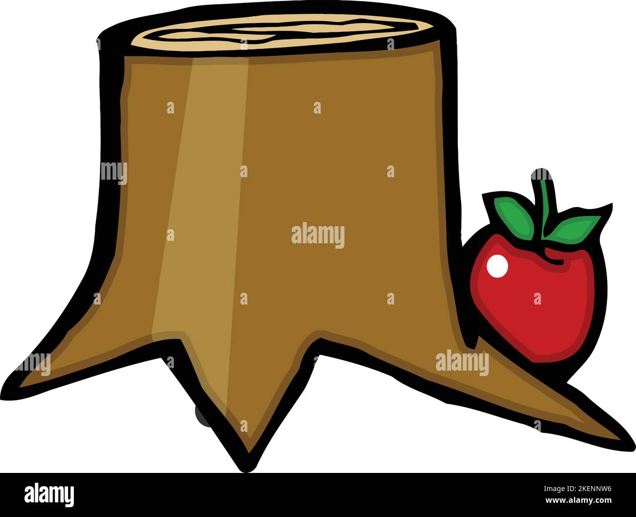cartoon tree stump with apple Stock Vector