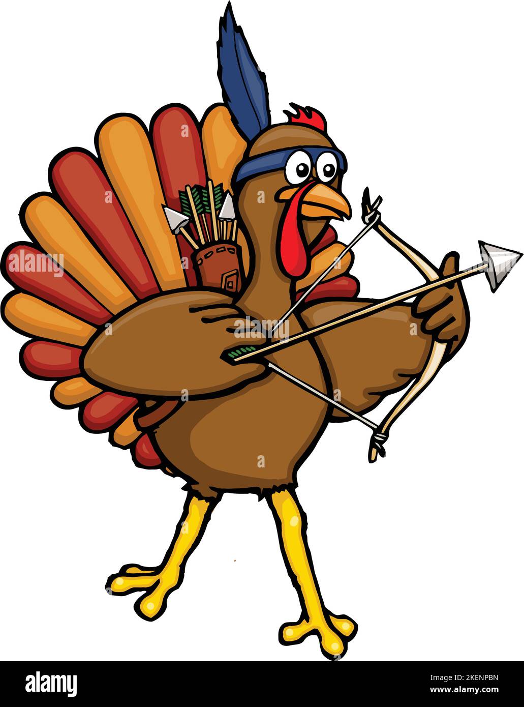 cartoon thanksgiving turkey with bow and arrow Stock Vector Image & Art