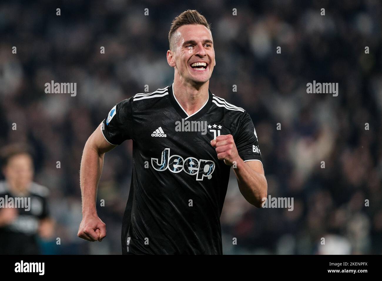 Torino, Italy. 13th Nov, 2022. Arkadiusz Milik of Juventus FC celebrates after scoring the goal of 3-0 during the Serie A football match between Juventus FC and SS Lazio at Juventus stadium in Torino (Italy), November 13th, 2022. Photo Federico Tardito/Insidefoto Credit: Insidefoto di andrea staccioli/Alamy Live News Stock Photo