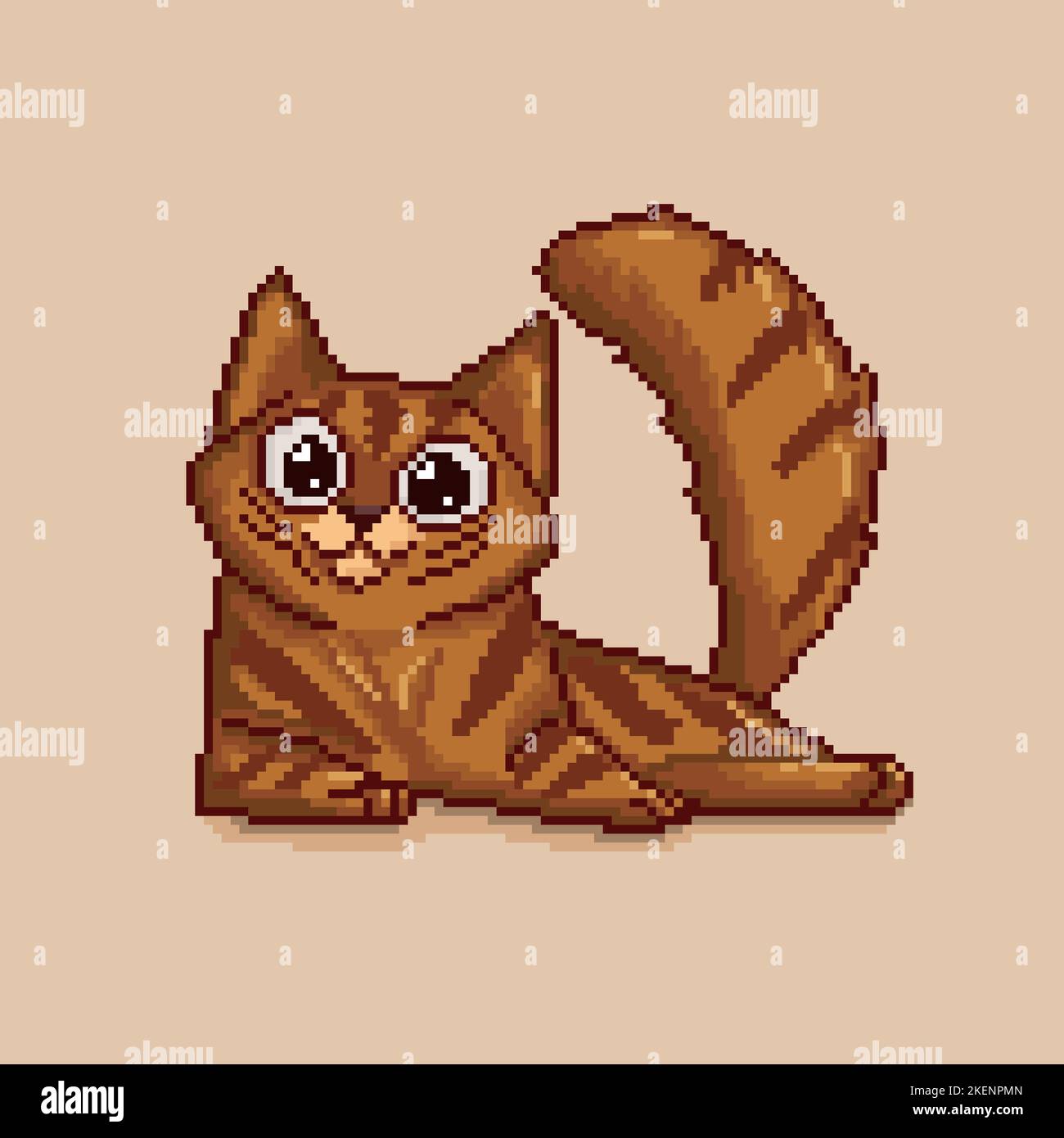 Cute cartoon Cat. Pixel art. Isolated vector design.  Stock Vector