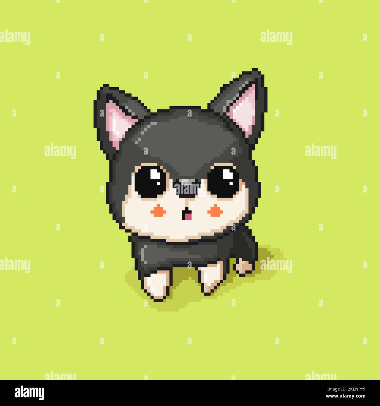 Cute cartoon Dog. Pixel art. Isolated vector design.  Stock Vector