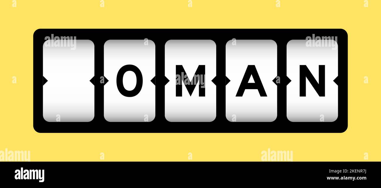 Black color in word oman on slot banner with yellow color background