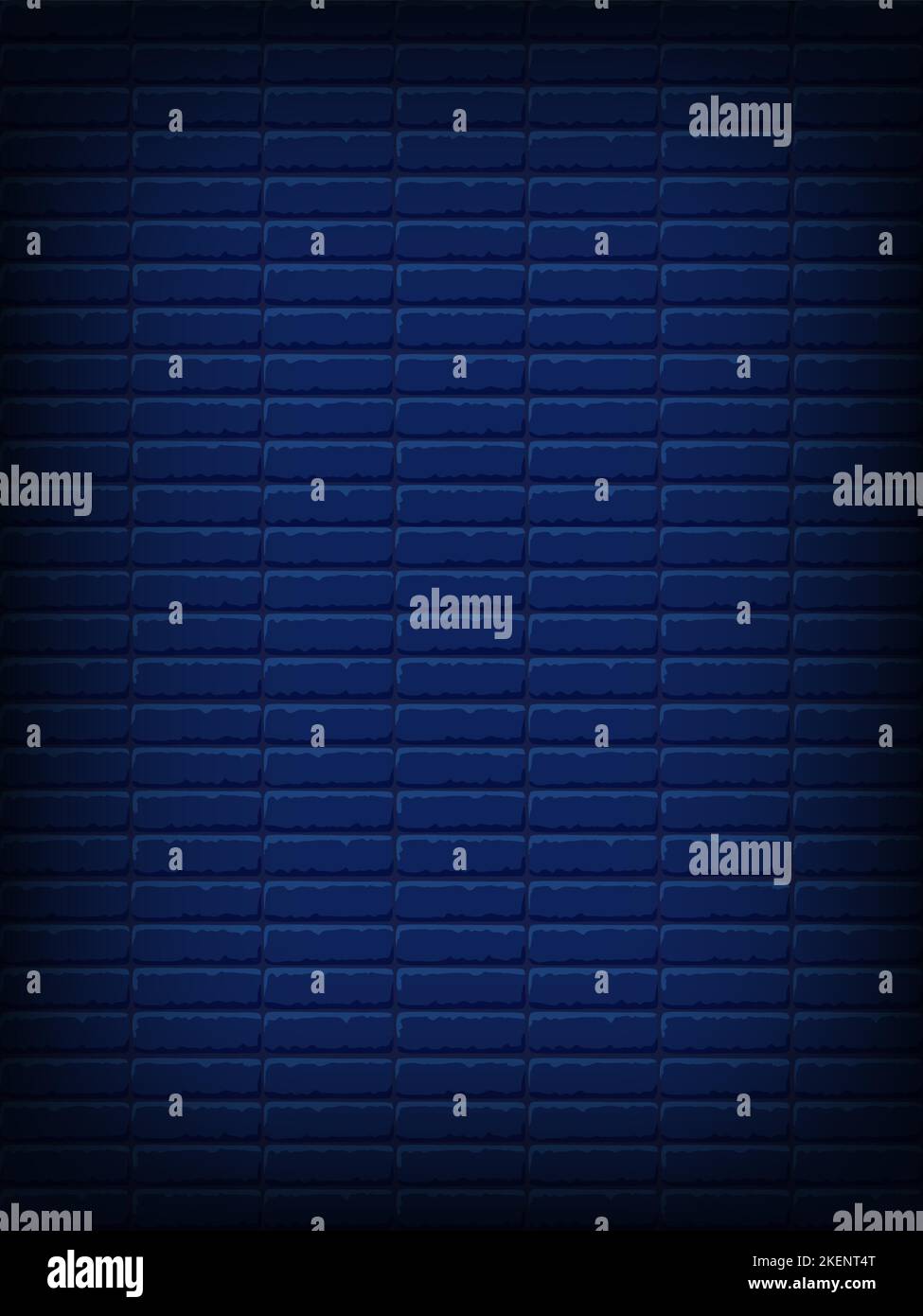 Nightly dark blue brick wall. Vector vertical background for neon lights or text, brickwork texture Stock Vector