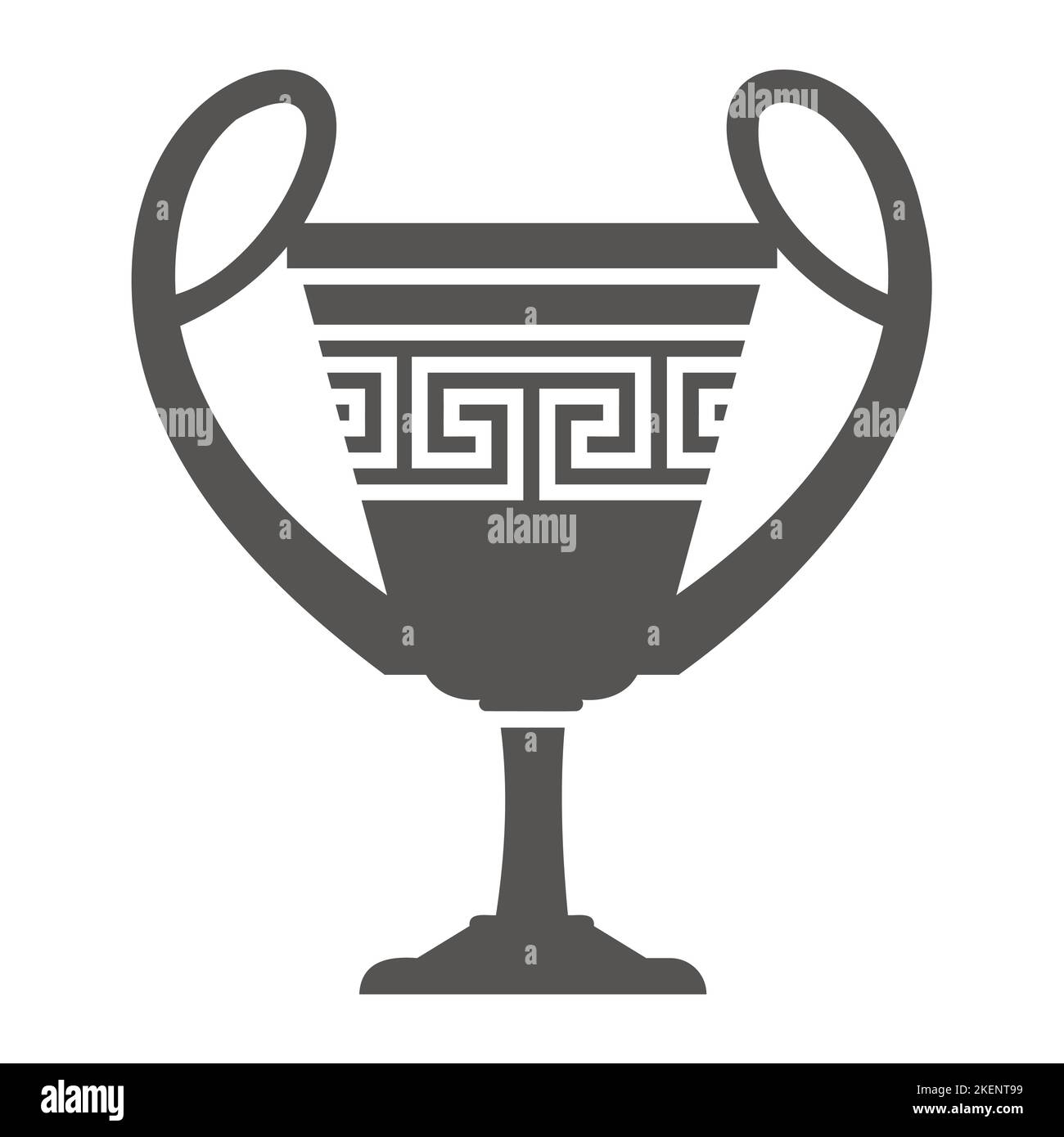 Greek vase silhouette. Ancient amphora and pot with meander pattern