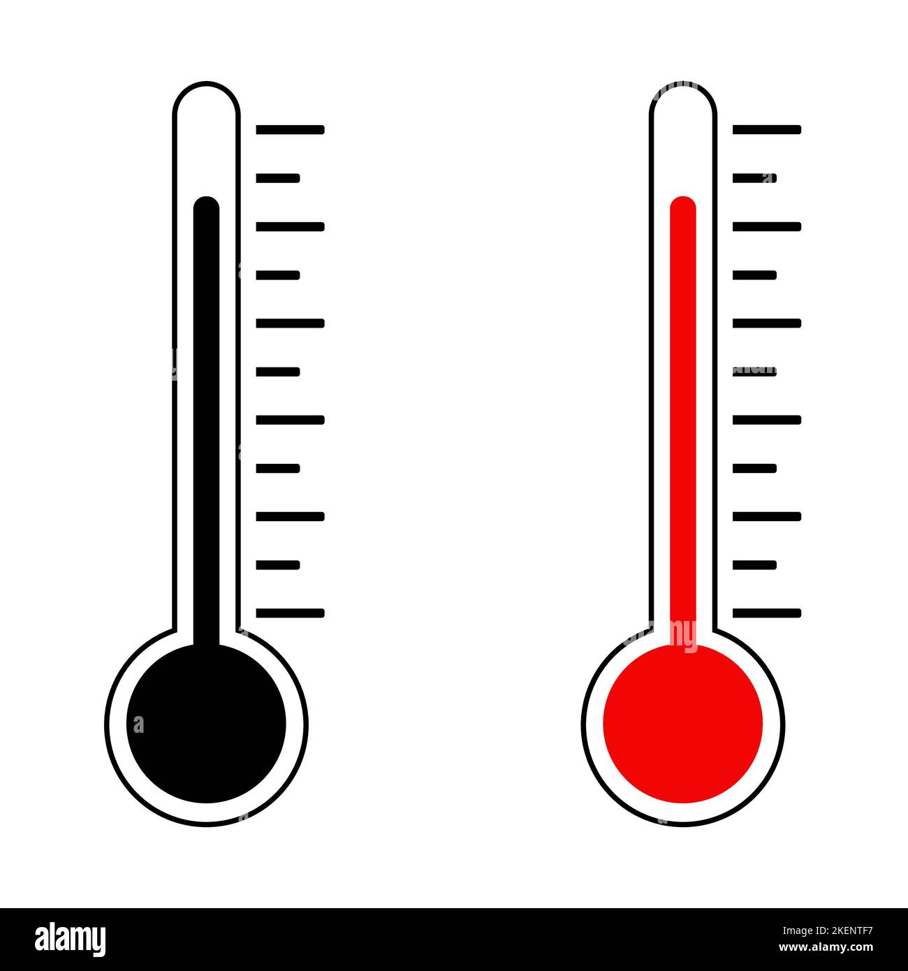 A vector of red and black thermometer icons on a white background Stock