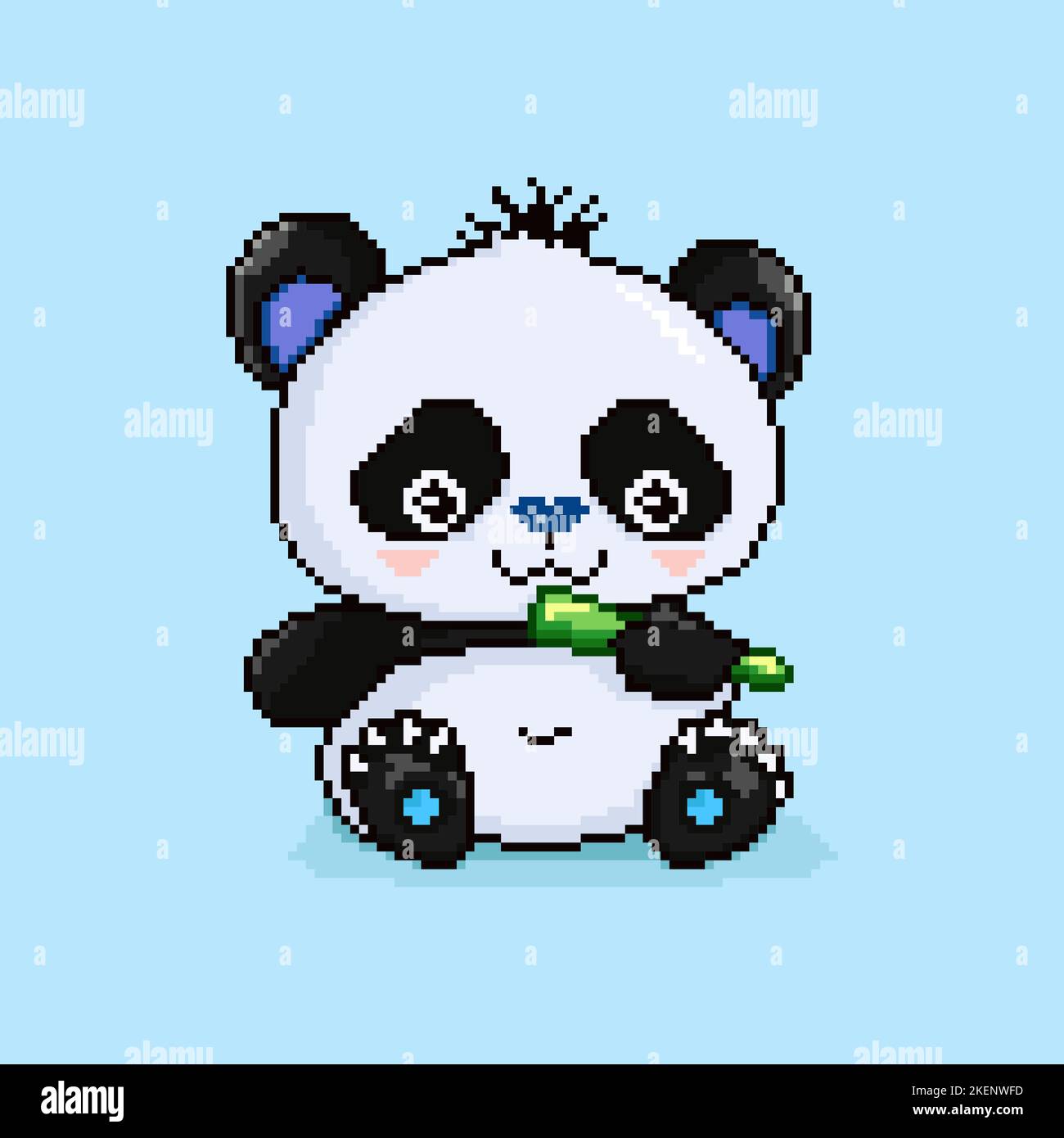Cute cartoon Panda. Pixel art. Isolated vector.  Stock Vector