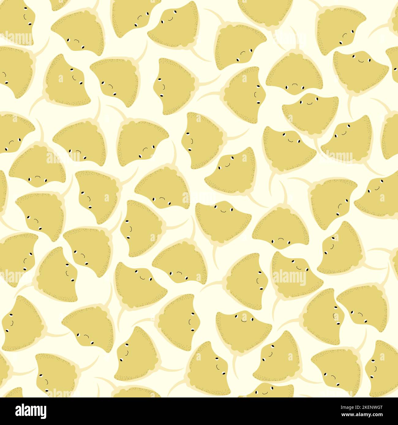 Vector seamless pattern with devilfish.Underwater cartoon creatures.Marine background.Cute ocean pattern for fabric, childrens clothing,textiles Stock Vector
