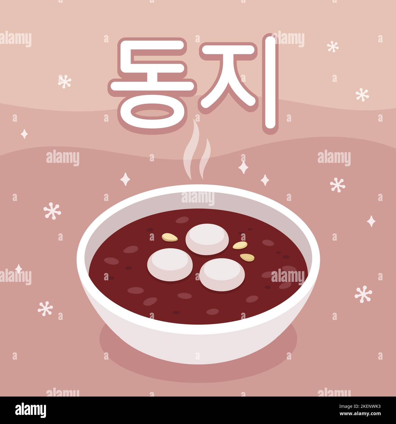 Traditional Korean Dongji festival greeting card with red bean porridge ...