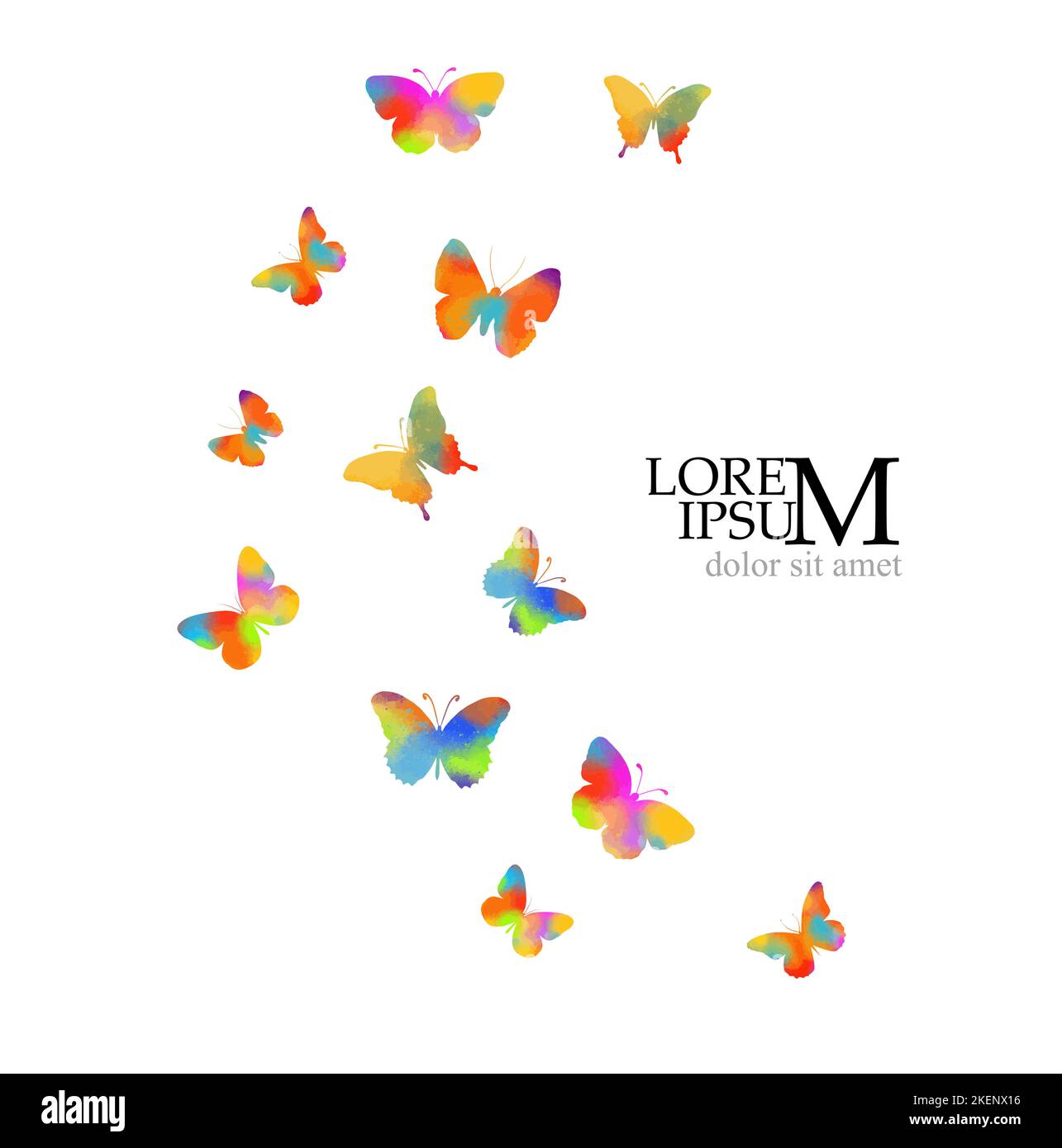Abstraction multicolored butterflies. Multi-colored blots. Mixed media. Vector illustration Stock Vector