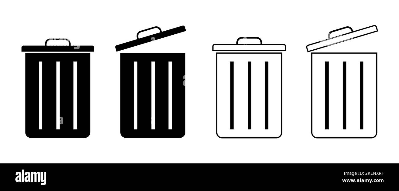 A vector icon set of black and white trash cans Stock Vector Image & Art Alamy