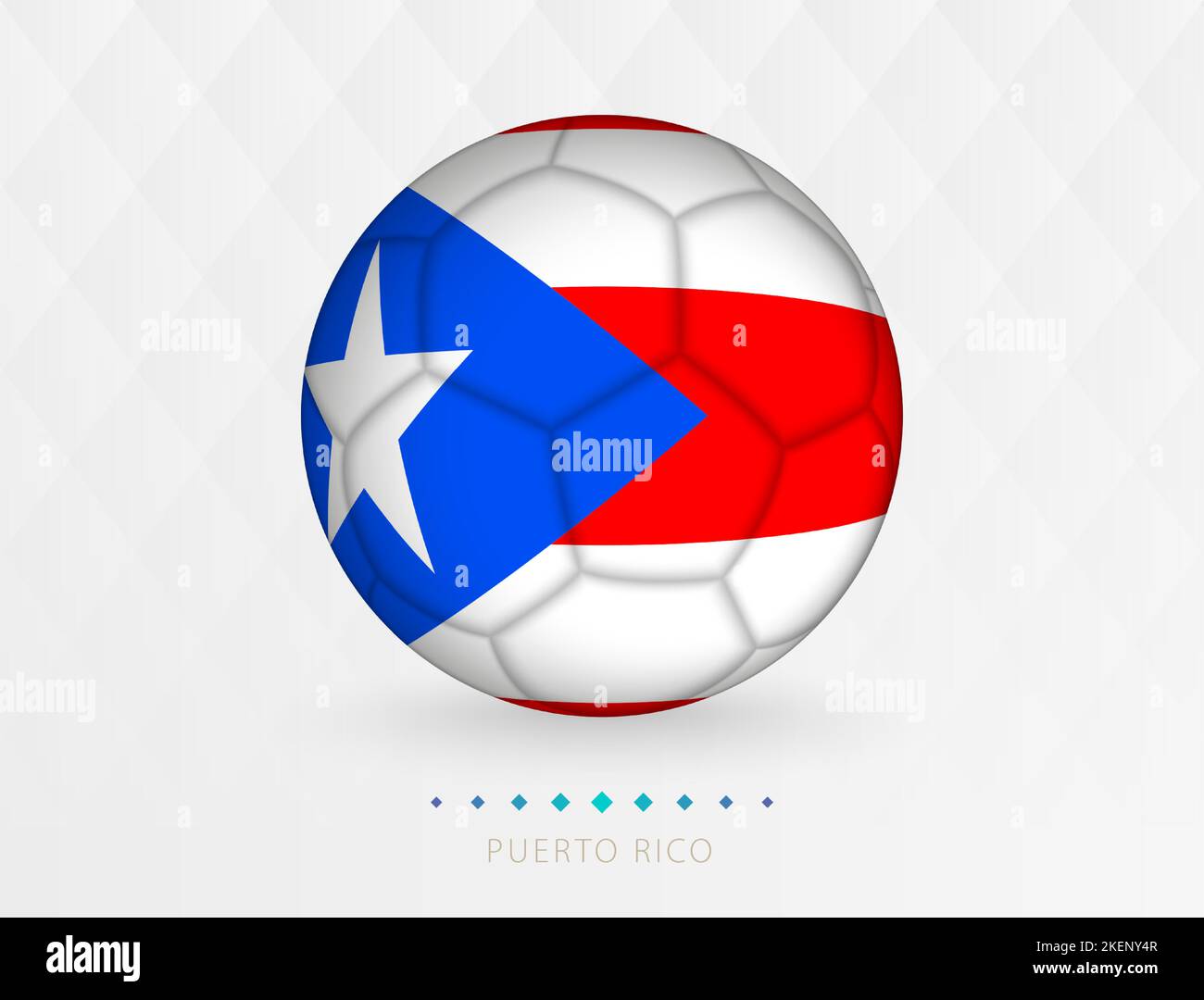 Football ball with Puerto Rico flag pattern, soccer ball with flag of