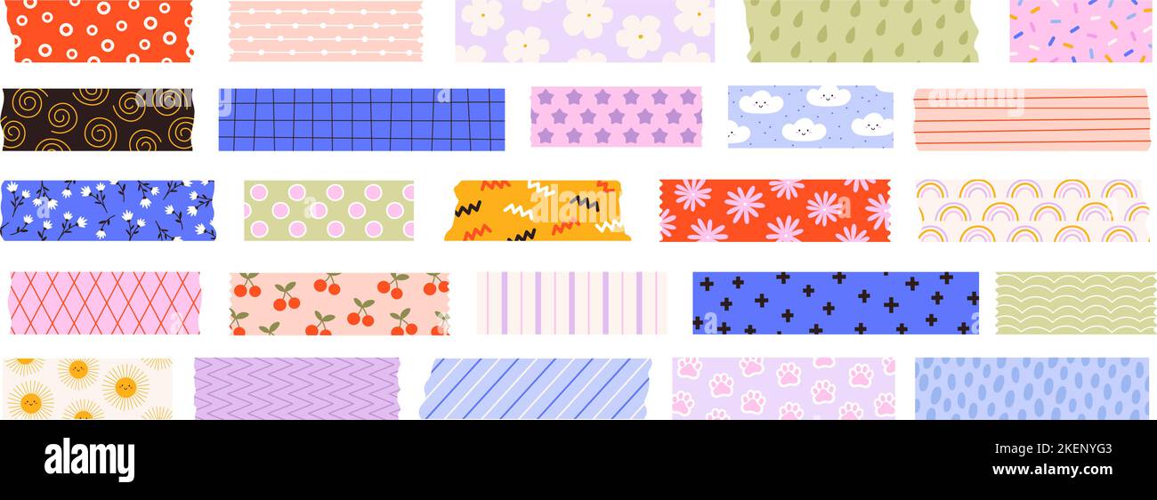 Washi tape with cute patterns, adhesive scotch stripes for