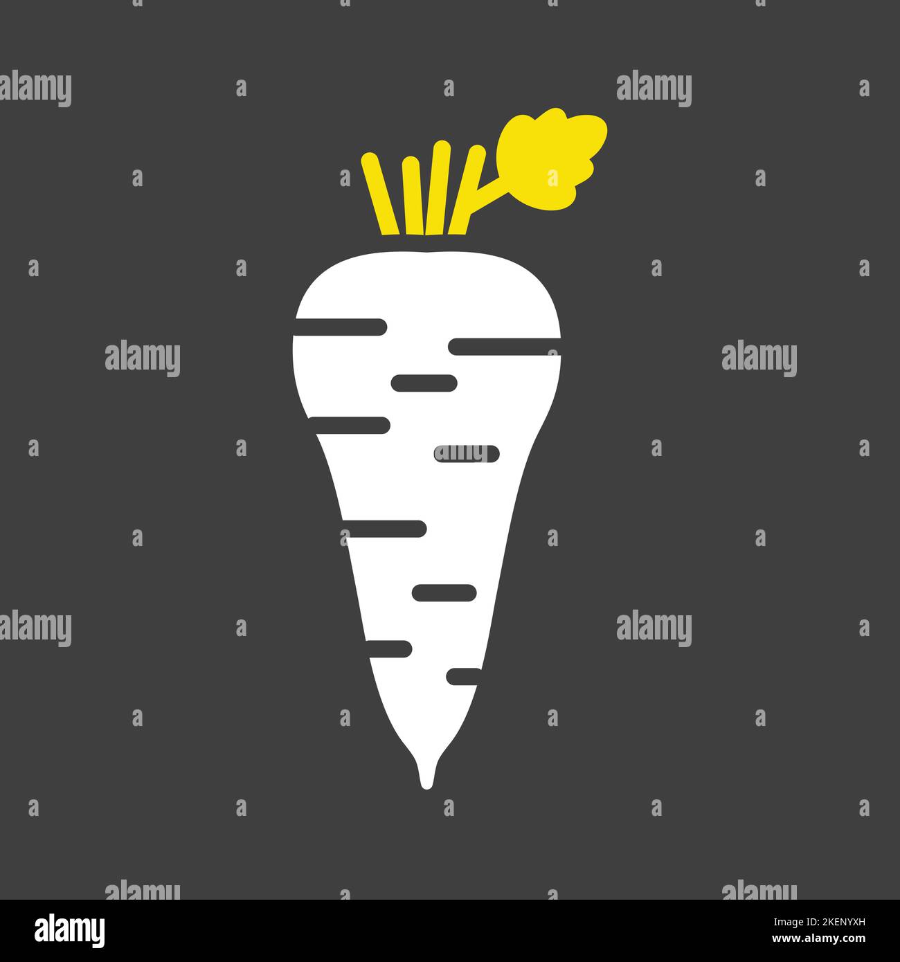 Parsnip root isolated vector glyph on dark background icon. Vegetable ...