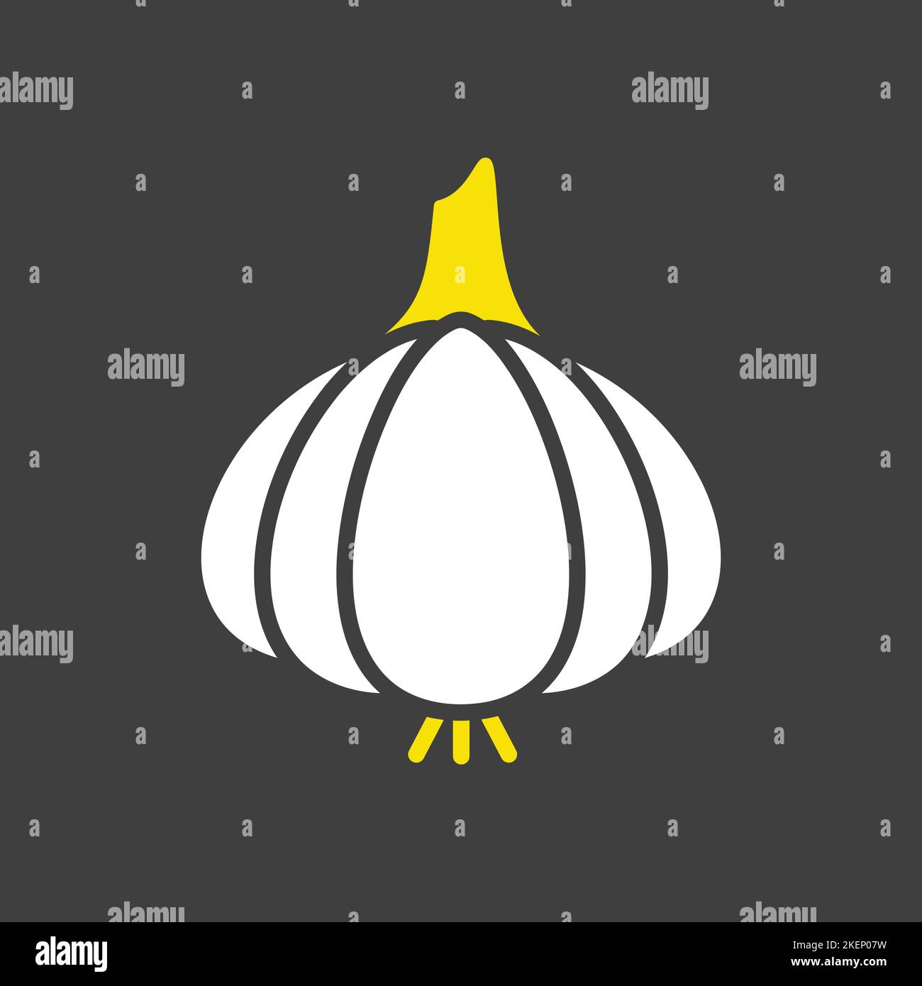 Garlic bulb, allium sativum isolated design vector glyph on dark
