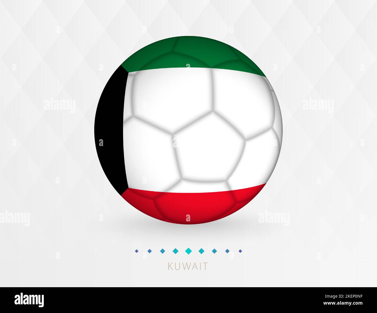 Football ball with Kuwait flag pattern, soccer ball with flag of Kuwait national team. Vector