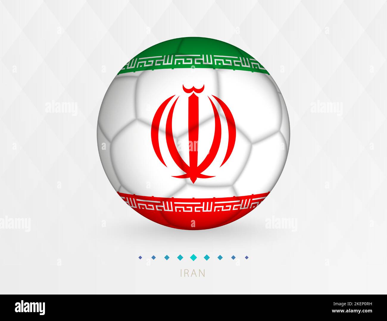Football ball with Iran flag pattern, soccer ball with flag of Iran