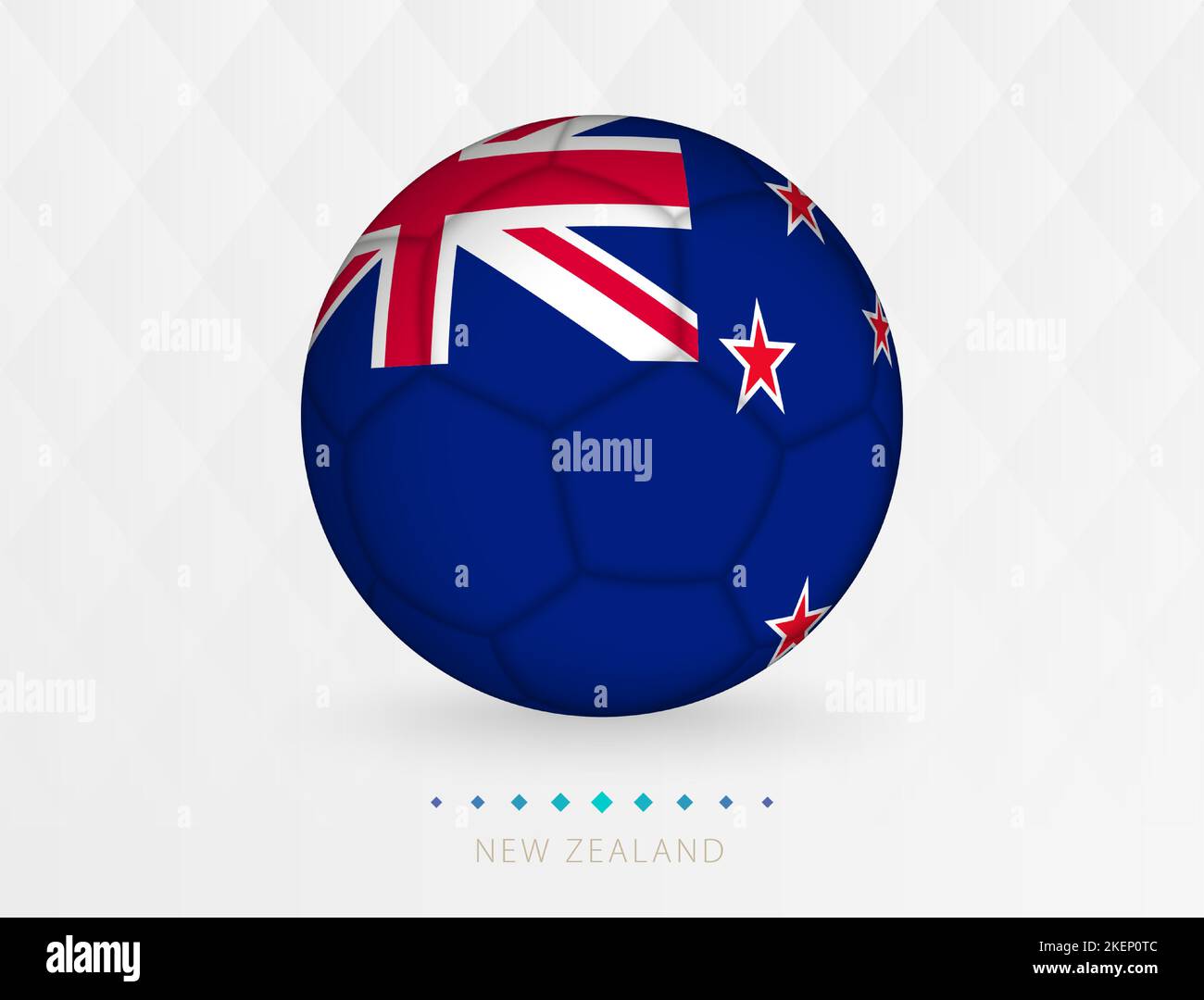 Football ball with New Zealand flag pattern, soccer ball with flag of